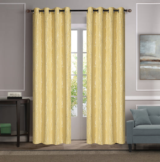 Geneieve - 54"x84" Grommet Blackout Curtain - Yellow/Silver