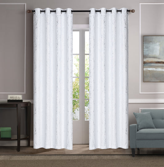 Geneieve - 54"x84" Grommet Blackout Curtain - White/Silver