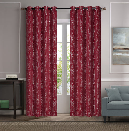 Geneieve - 54"x84" Grommet Blackout Curtain - Red/Silver