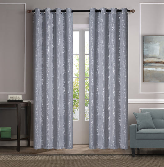 Geneieve - 54"x84" Grommet Blackout Curtain - Grey/Silver