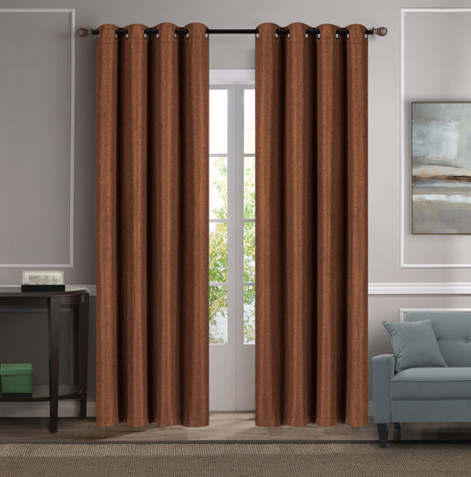 Beckett - 54"x84" Weaved Polyester Grommet Curtain - Rust