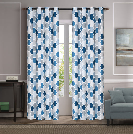 Aaliyah - 54"x90" Blackout Grommet Curtain - Blue/Grey