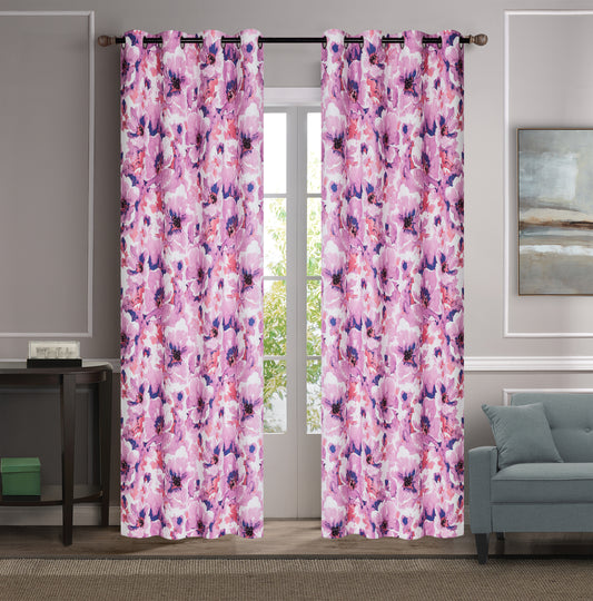 Nevaeh - 54"x90" Floral Blackout Grommet Curtain - Lilac
