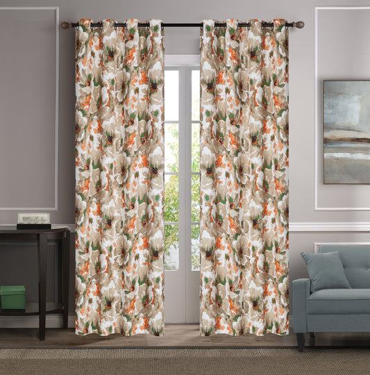 Nevaeh - 54"x90" Floral Blackout Grommet Curtain - Rust