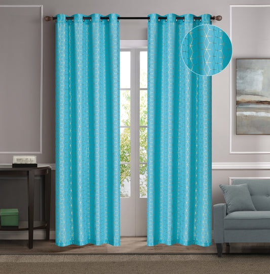 Jewell - 54"x90" Blackout Grommet Curtain - Teal/Gold