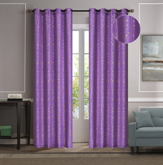 Shelby - 54"x90" Blackout Grommet Curtain - Plum/Gold