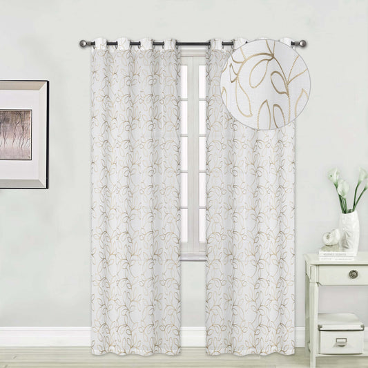 Urban Vines - 55"x90" Grommet Curtain Panel - White/Gold