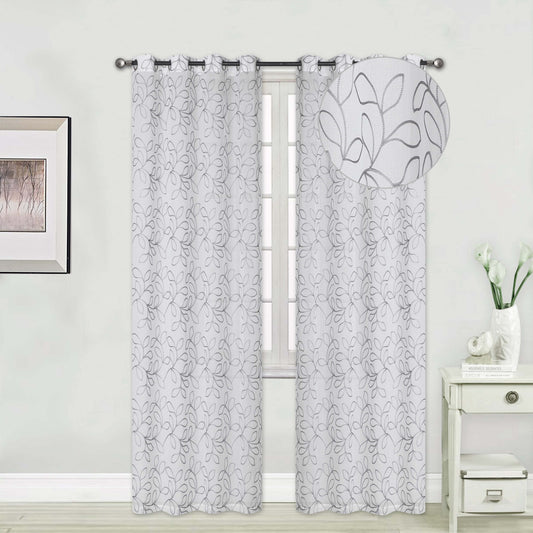Urban Vines - 55"x90" Grommet Curtain Panel - White/Silver