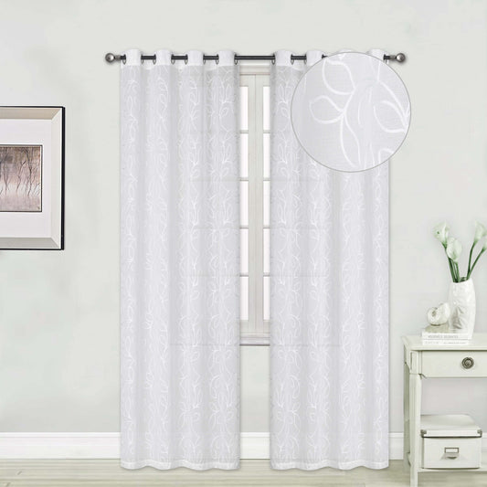 Urban Vines - 55"x90" Grommet Curtain Panel - White/White