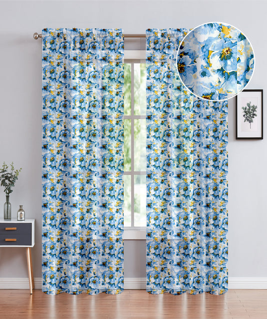 Amyra - 54"x90" Rod Pocket Sheer Curtain - Blue