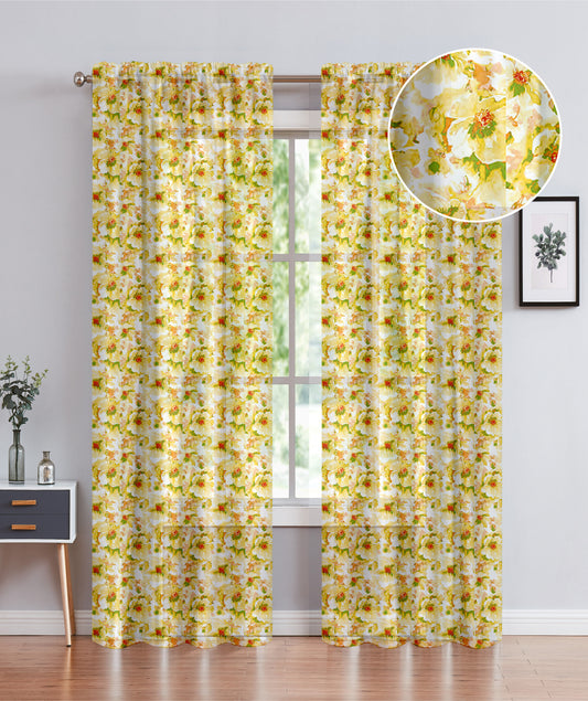 Amyra - 54"x90" Rod Pocket Sheer Curtain - Yellow