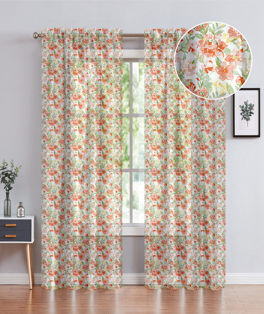 Margaret - 54"x90" Rod Pocket Sheer Curtain - Orange
