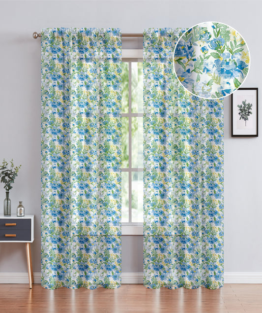 Margaret - 54"x90" Rod Pocket Sheer Curtain - Blue