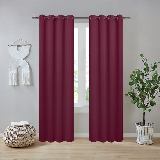 Jennifer 54x84 Blackout Grommet Curtain Panel - Burgundy