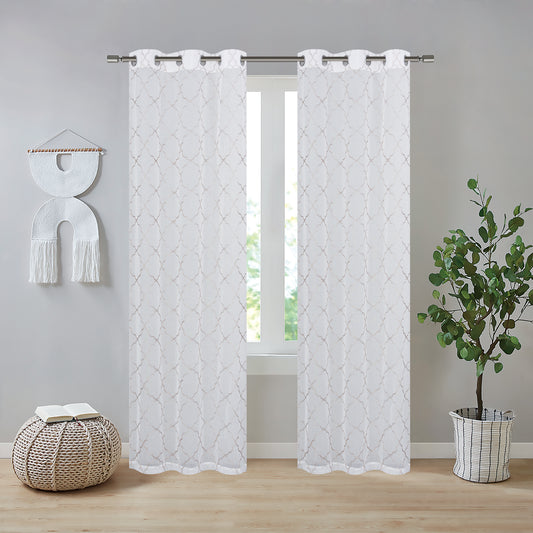 Rosie 38x84 Embroidery Curtains - 2 Panels - Beige/Taupe