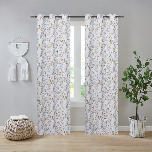 Emma Printed Blackout Grommet Curtains - 38x84 - 2 Panels - Gold