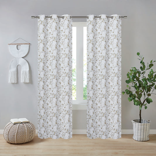 Emma Printed Blackout Grommet Curtains - 38x84 - 2 Panels - Neutral