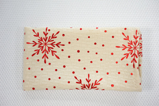 Twinkle 4pk 17"x17" Napkin Set - Beige/Red Foil