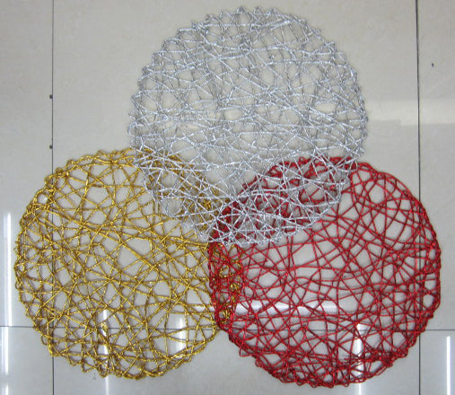 15" Round Foil Placemat 4pk - Silver