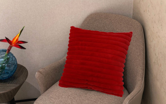 Solari Ribbed Throw Pillow 20x20 - Red