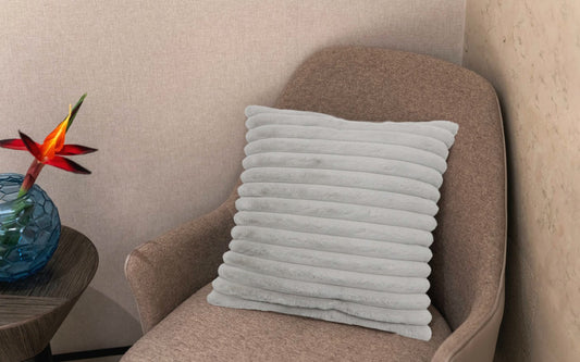 Solari Ribbed Throw Pillow 20x20 - Light Grey