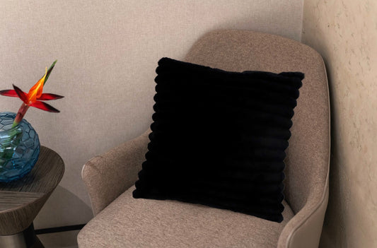 Solari Ribbed Throw Pillow 20x20 - Black