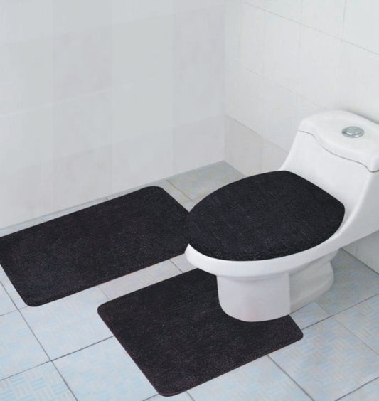 Hailey - 3pc Bath Mat Set - Black