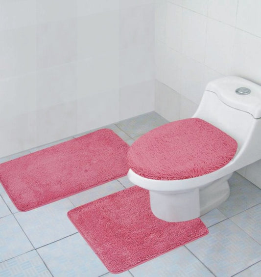 Hailey - 3pc Bath Mat Set - Rose