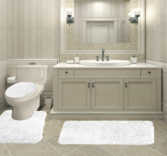 Queen Mary - 3pc Bath Mat Set - White