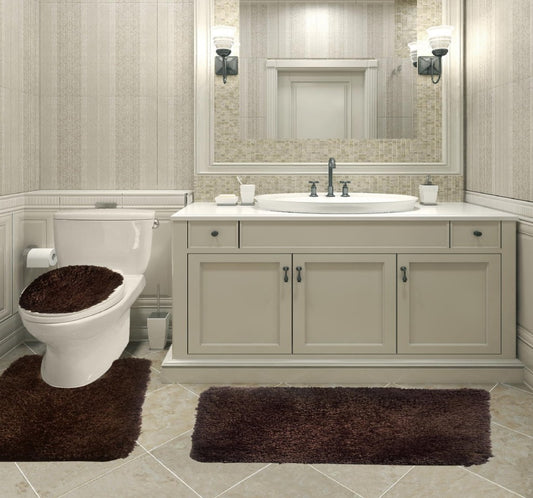 Queen Mary - 3pc Bath Mat Set - Chocolate