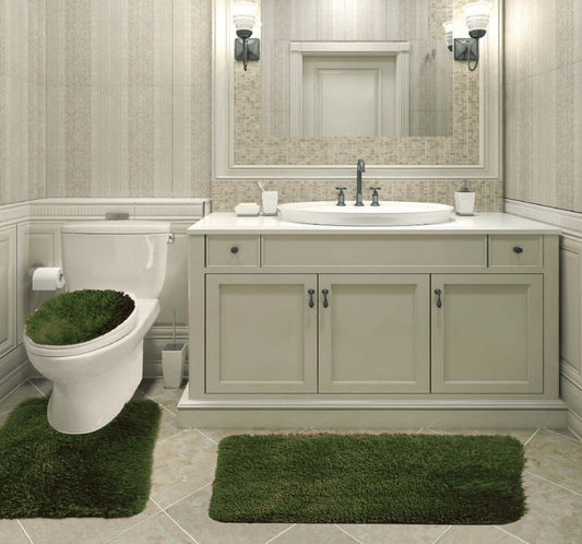 Queen Mary - 3pc Bath Mat Set - Olive