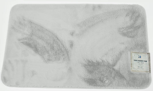 2pc Faux Rabbit Fur Mat Set - White