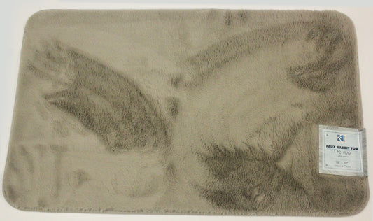 2pc Faux Rabbit Fur Mat Set - Taupe
