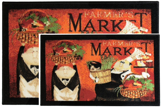 Farmers Market Chefs - 2pc Printed Kitchen Mat Set