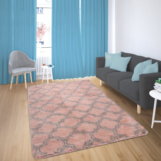 Nina - 30"x50" Printed PV Fur Rug - Blush/Grey