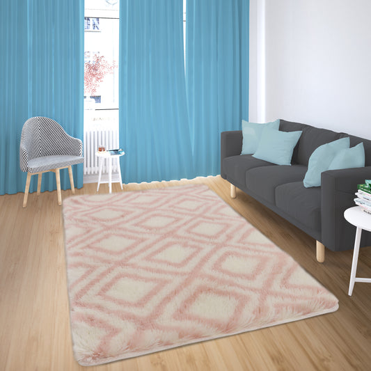 Rosa - 30"x50" Printed PV Fur Rug - White/Blush