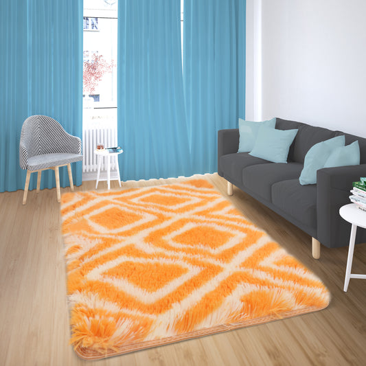 Rosa - 30"x50" Printed PV Fur Rug - Orange/White