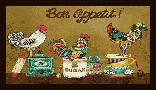 Cheerful Rooster - 20"x40" Rectangle Kitchen Mat