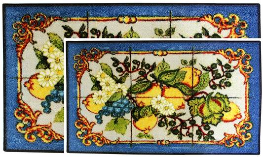 Tiled Lemon - 2pc Printed Kitchen Mat Set