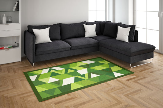 Geometric Triangles - 3'x5' Area Rug - Green