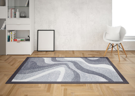 Wave Deco - 5'x7' Area Rug - Grey