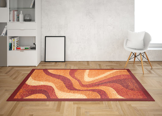 Wave Deco - 5'x7' Area Rug - Orange