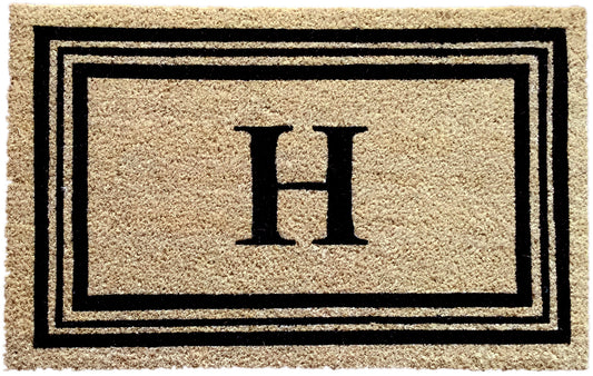 Monogram Letter H - 18"x28" Printed Coir Rug