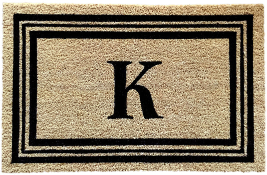 Monogram Letter K - 18"x28" Printed Coir Rug