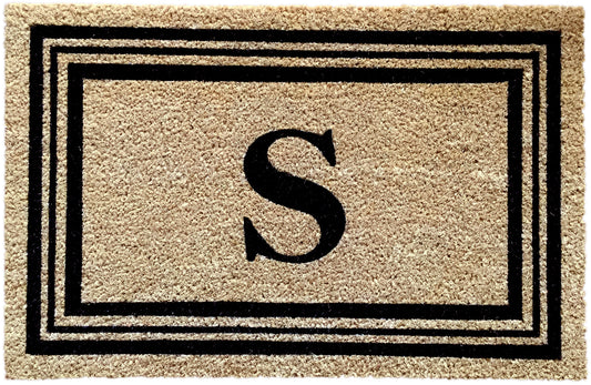 Monogram Letter S - 18"x28" Printed Coir Rug