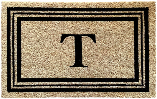 Monogram Letter T - 18"x28" Printed Coir Rug