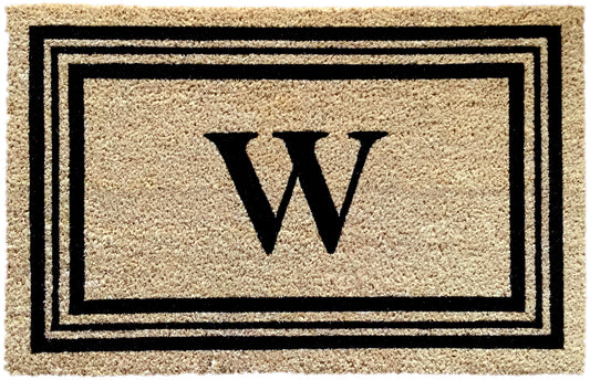 Monogram Letter W - 18"x28" Printed Coir Rug