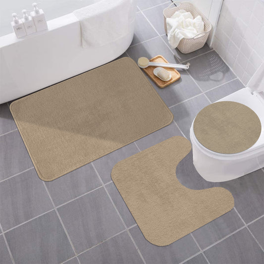 Brenda - 3pc Bath Mat Set - Beige