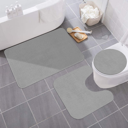 Brenda - 3pc Bath Mat Set - Grey