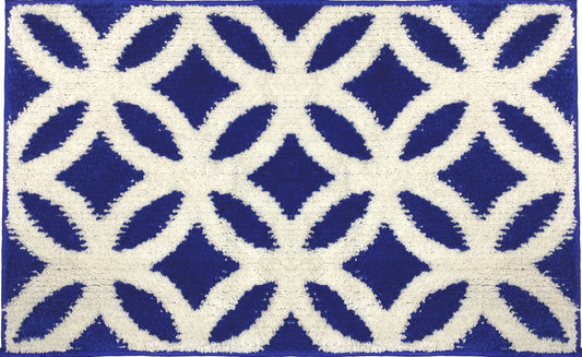 Alice - 20"x32" Bathroom Rug - Royal Blue/Beige
